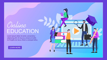 Online Education Notebook Woman Man Student