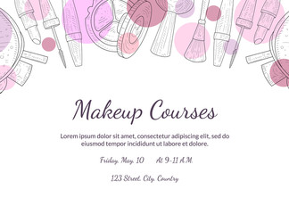 Makeup Courses Banner Template with Place for Your Text, Design Element For Flyer, Gift Card, Coupon, Brochure Vector Illustration