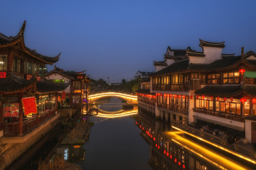 Qibao district in Shanghai at the night. China.