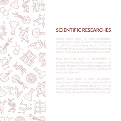 Scientific Researches Banner Template with Place for Text, Medicine, Science, Technology, Business Template Hand Drawn Vector Illustration