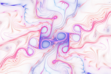 Abstract glossy red and blue swirl. Fantastic wavy background. Digital fractal art. 3d rendering.