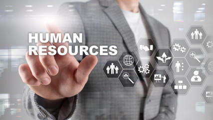 Human Resources HR management concept. Human resources pool, customer care and employees.