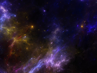 Fototapeta na wymiar Deep space image with nebula and galaxies as background and texture for creating space scape. 