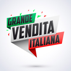 Grande Vendita Italiana, Italian Big Sale text, vector modern colorful banner