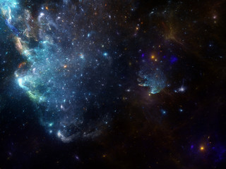Obraz na płótnie Canvas Deep spcae background with nebula and galaxies