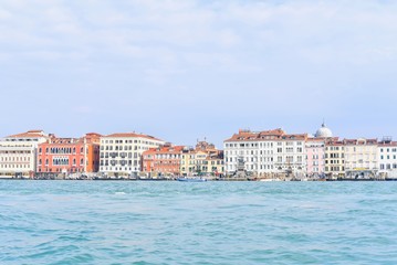Fototapeta na wymiar Colourful Buildings of Venice from Grand Canal in Italy