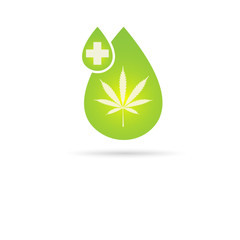 Cannabis oil drop icon with a marijuana leaf