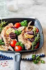 Grilled Breams with Veggies and Herbs