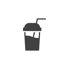 Milkshake cup vector icon. Frappe filled flat sign for mobile concept and web design. Soft drink with straw glyph icon. Takeaway coffee symbol, logo illustration. Pixel perfect vector graphics