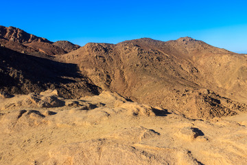 View of Arabian desert and mountain range Red Sea Hills in Egypt