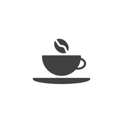 Coffee bean and coffee cup vector icon. filled flat sign for mobile concept and web design. Cup of coffee glyph icon. Symbol, logo illustration. Pixel perfect vector graphics