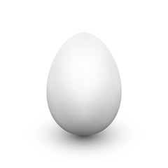 White egg with soft shadow isolated on white background. Single realistic animal egg. Template for Easter holiday. Realistic vector illustration