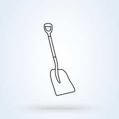 Shovel Icon. line art. Gardening Vector Illustration. Construction Equipment Sign