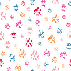 Seamless abstract repeat pattern of hand drawn shapes in drops. A sweet vector geometric design ideal for children.