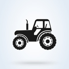 farm tractor side on view illustration. Vector Agricultural tractor