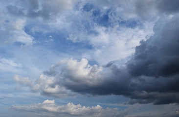Cumulonimbus cloud formations on tropical sky , Nimbus moving , Abstract background from natural phenomenon and gray clouds hunk , Thailand