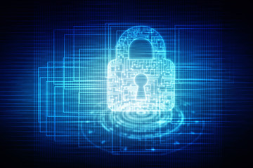 Fototapeta premium 2d illustration Safety concept: Closed Padlock on digital background