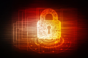 2d illustration Safety concept: Closed Padlock on digital background