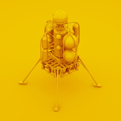 Fototapeta na wymiar Yellow Space Lander. 3D illustration