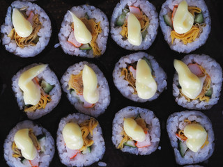 Japanese Food on wood table.