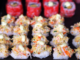 Japanese Food on wood table.