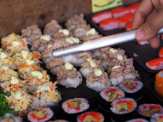 Japanese Food on wood table.