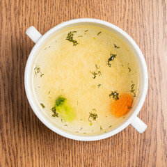 vegetable soup on the wooden background