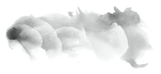Abstract watercolor background hand-drawn on paper. Volumetric smoke elements. Neutral Gray color. For design, web, card, text, decoration, surfaces.