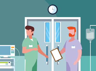 male medicine workers in operating theater