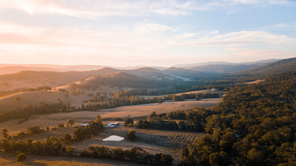 Aerial View of Australian Landscape and Farmland 