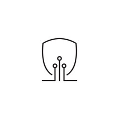 technology shield concept design vector icon isolated on white background