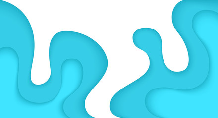 Abstract paper cut background. Horizontal banner, brochure, poster. Blue and turquoise color. Simple realistic design. Beautiful template. Flat style vector illustration.