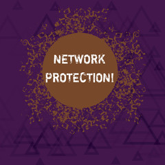 Writing note showing Network Protection. Business concept for protect the usability and integrity of the network Disarrayed Jumbled Musical Notes Icon with Colorful Circle