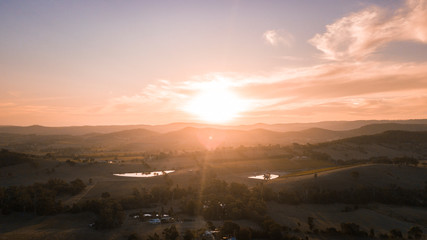 Aerial View of Australian Landscape and Farmland 
