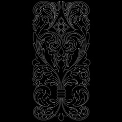 Black vintage baroque ornament, corner. Retro pattern antique style acanthus.