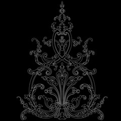 Fototapeta na wymiar Black vintage baroque ornament, corner. Retro pattern antique style acanthus.