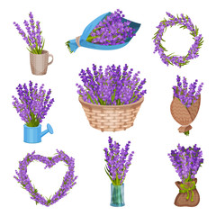 Set of bouquets of flowers. Vector illustration. © Happypictures