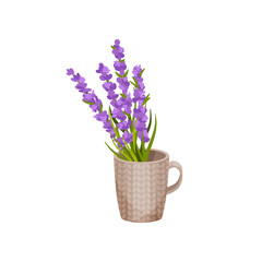 Naklejka na ściany i meble Bouquet of flowers in a mug. Vector illustration.