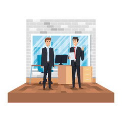 couple of businessmen in the office scene