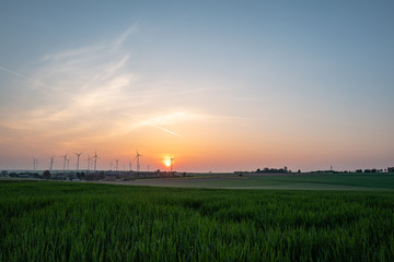 Obraz na płótnie Canvas sunrise at a windpark in germany