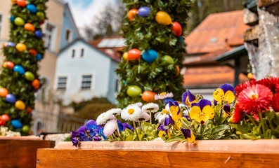 Traditional bavarian easter well at Falkenstein-Bavaria-Germany