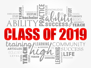 CLASS OF 2019 word cloud collage, education concept background