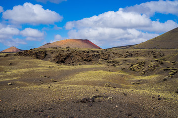 Spain, Lanzarote, Colorful volcanic landscape like on moon or mars