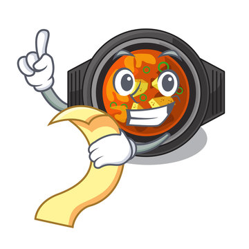 With menu kimchi tighe in the cartoon shape