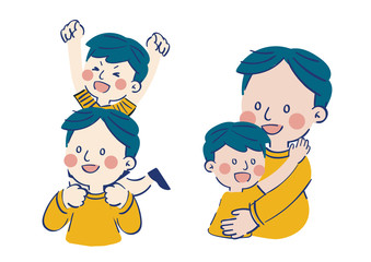 happy Father and Son illustration
