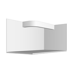 Mockup Exhibition Stand Blank Empty. Exhibit Exposition. Mock Up. Illustration On White Background Isolated. Ready For Your Design. Product Advertising. Vector 3D