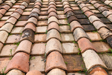 Tiled roof close up