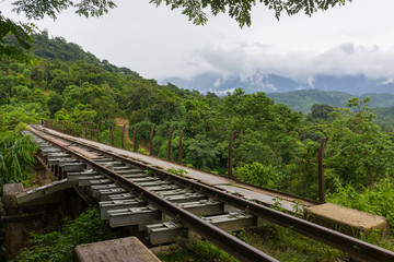 Fototapeta premium old railroad in the jungle, assam india
