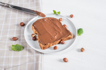 Sweet sandwich with chocolate and nuts