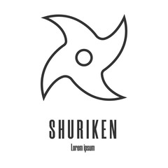 Line style icon of a shuriken. Ninja weapon. Logo, emblem. Clean and modern vector illustration for design, web.
